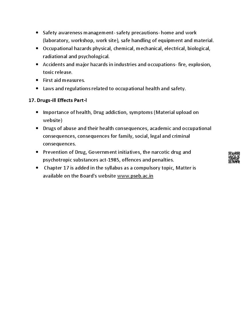 PSEB Class 11 EVS Syllabus (PDF)