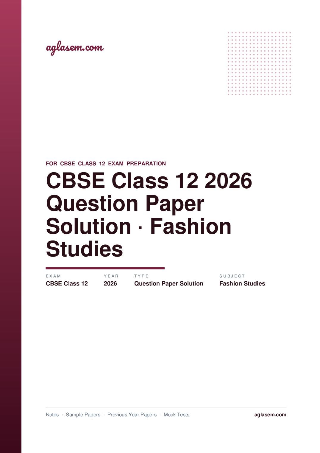 CBSE Class 12 Question Paper 2026 Solution Fashion Studies - Page 1 of 25