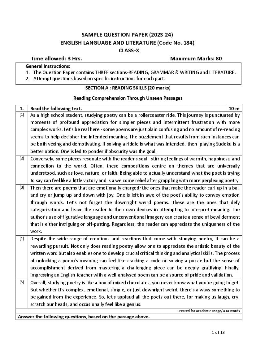 Icse 2024 English Sample Paper Image to u