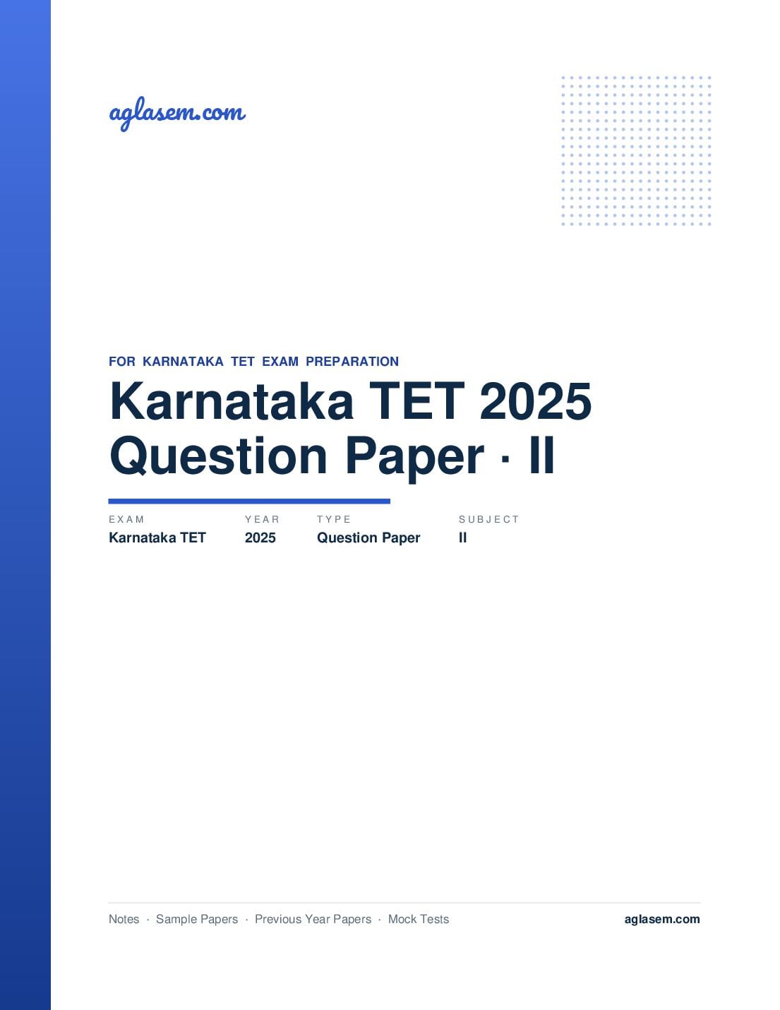Karnataka TET 2025 Question Paper II - Page 1 of 34