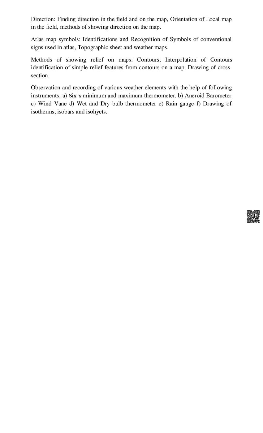 PSEB Class 11 Geography Syllabus (PDF)