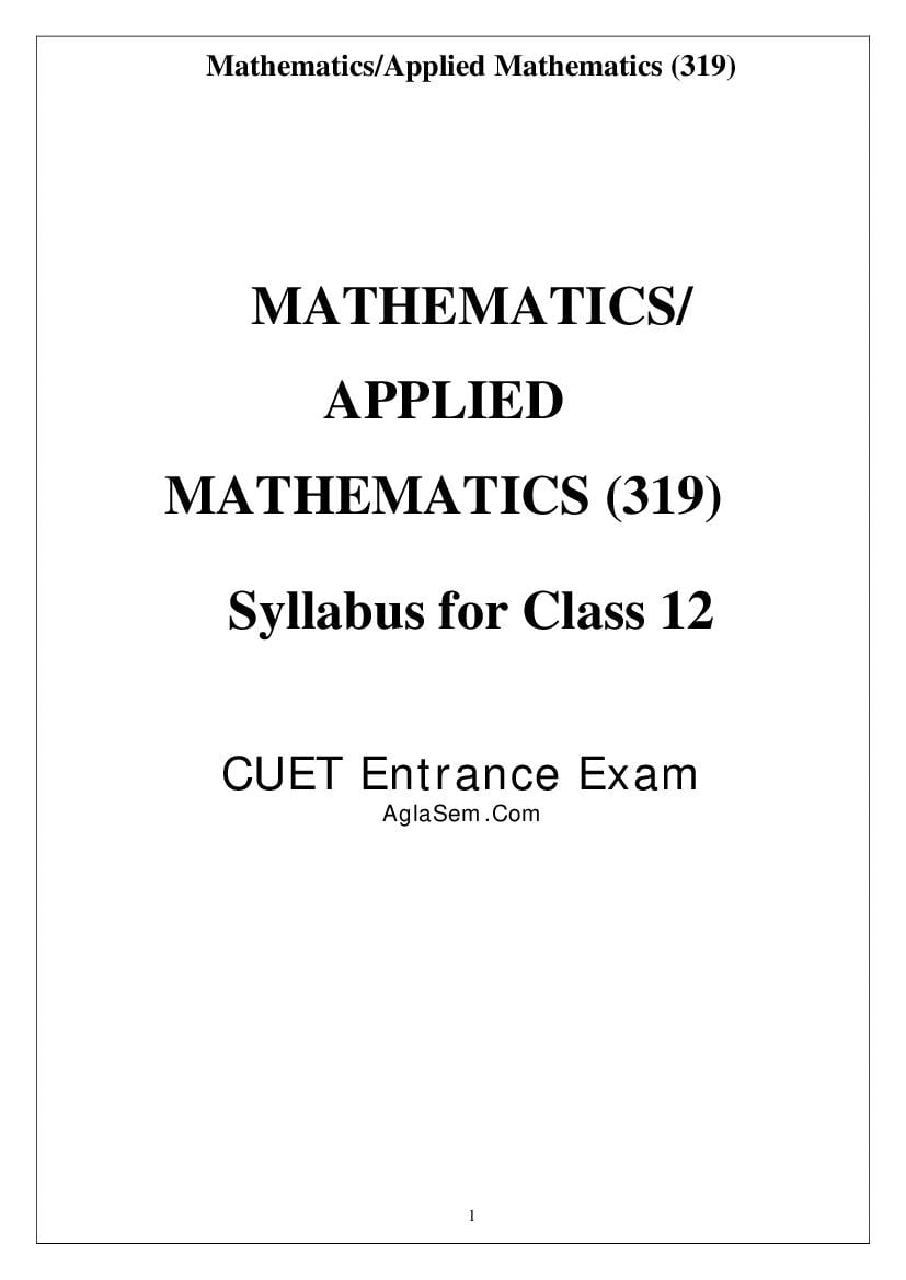CUET 2022 Syllabus Maths - Page 1