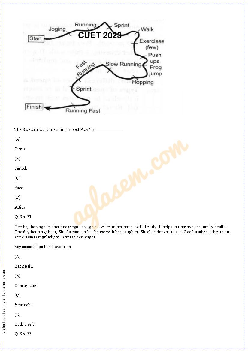 physical education sample paper for cuet