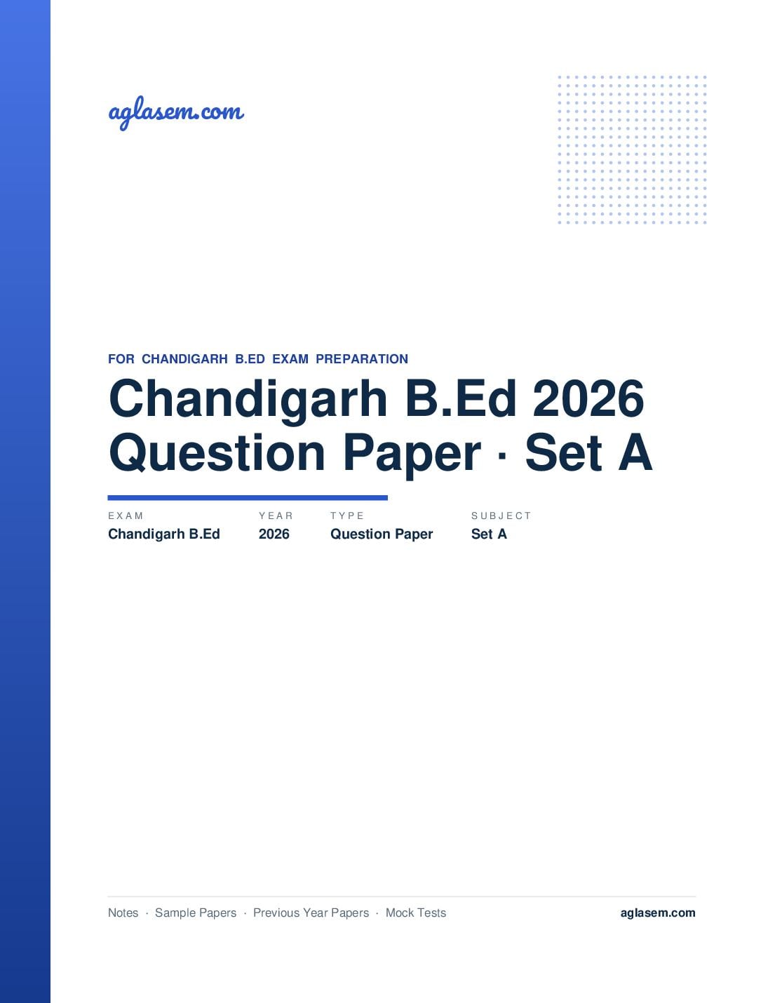 Chandigarh B.Ed 2026 Question Paper Set A - Page 1 of 23