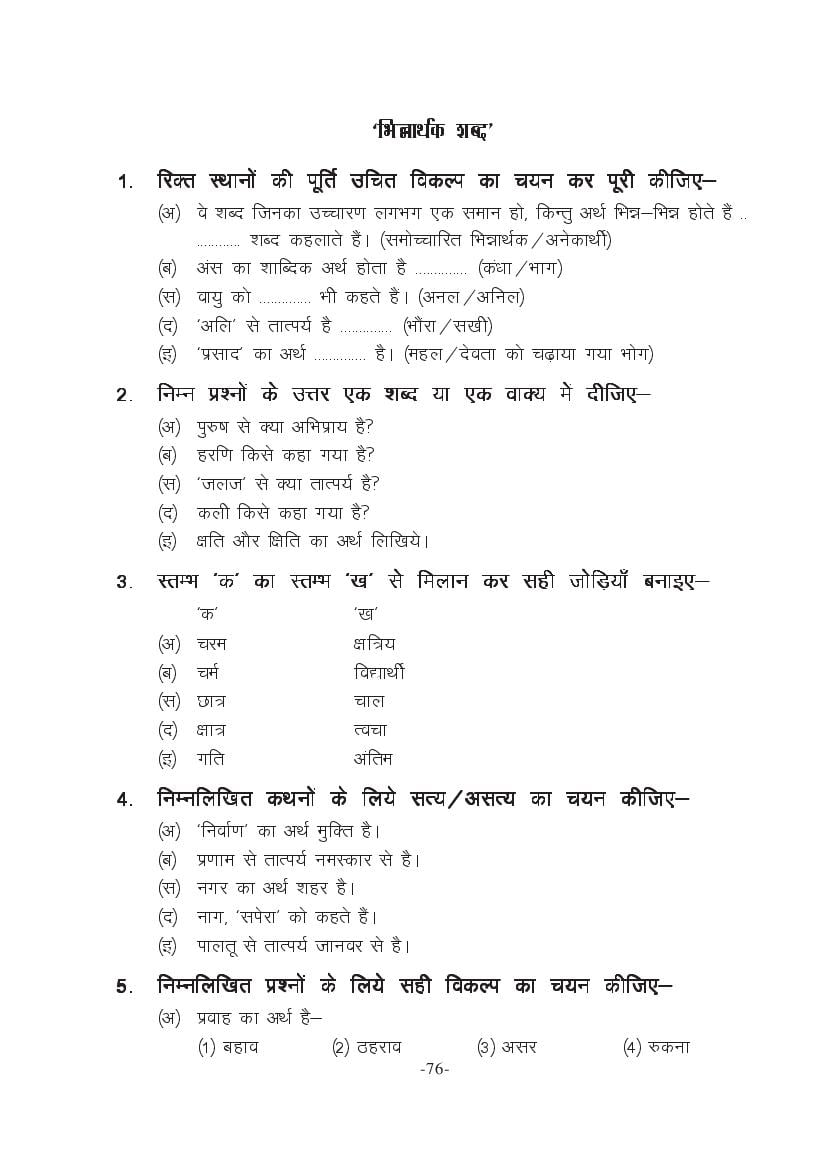 MP Board Class 11 Hindi (General) Question Bank (PDF) – Important Questions