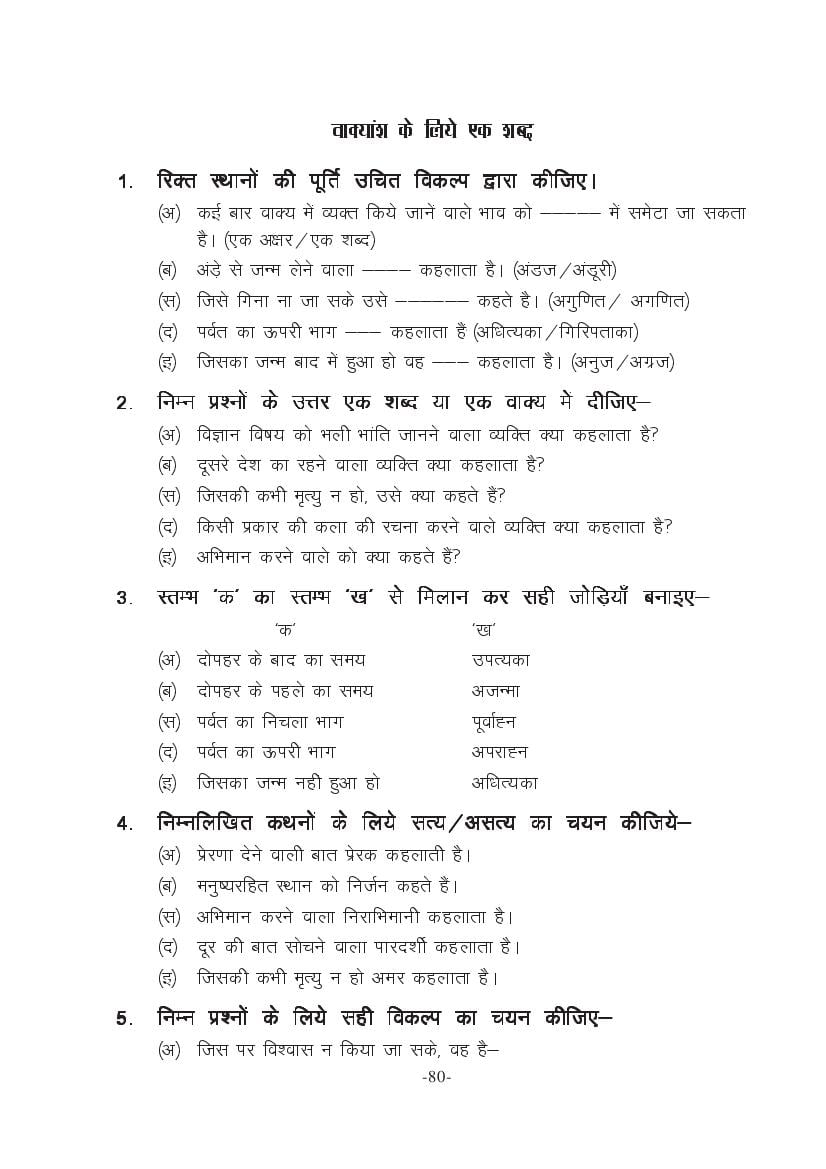 MP Board Class 11 Hindi (General) Question Bank (PDF) – Important Questions