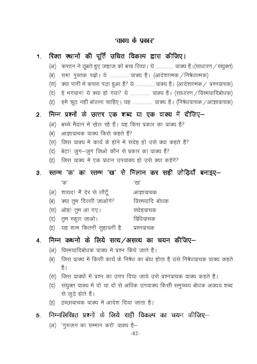 MP Board Class 11 Hindi (General) Question Bank (PDF) – Important Questions