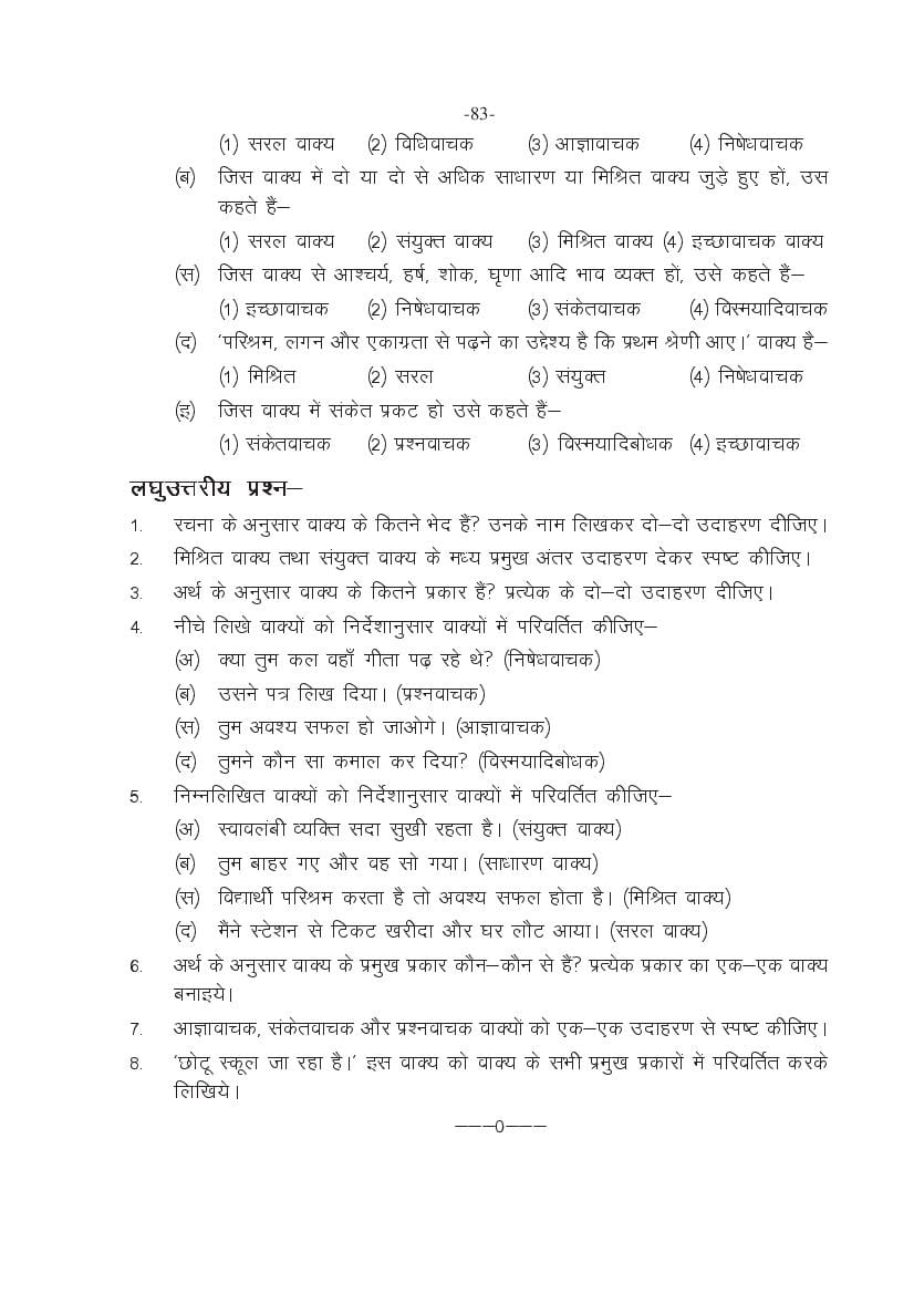 MP Board Class 11 Hindi (General) Question Bank (PDF) – Important Questions