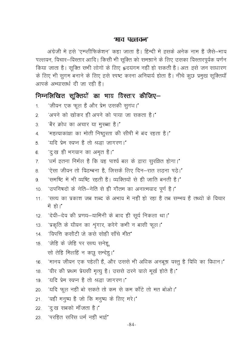 MP Board Class 11 Hindi (General) Question Bank (PDF) – Important Questions