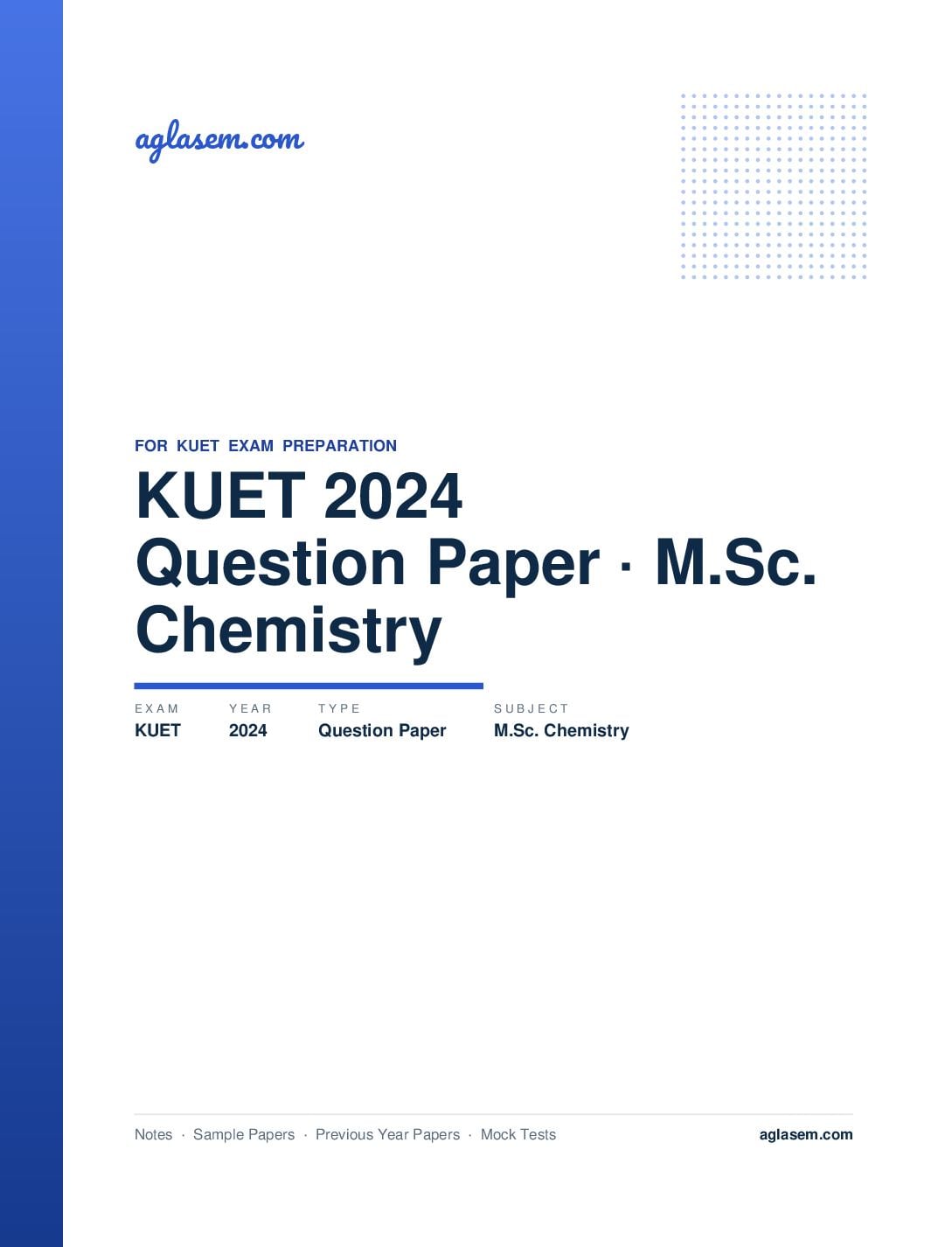KUET 2024 Question Paper M.Sc. Chemistry - Page 1 of 10