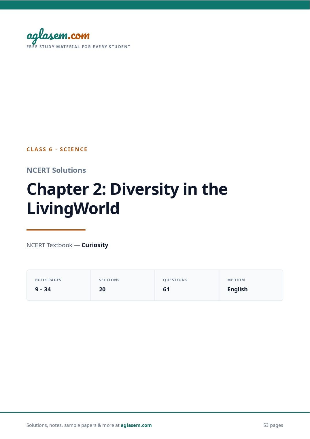 NCERT Solutions Class 6 Science Chapter 2 Diversity in the Living World - Page 1 of 54