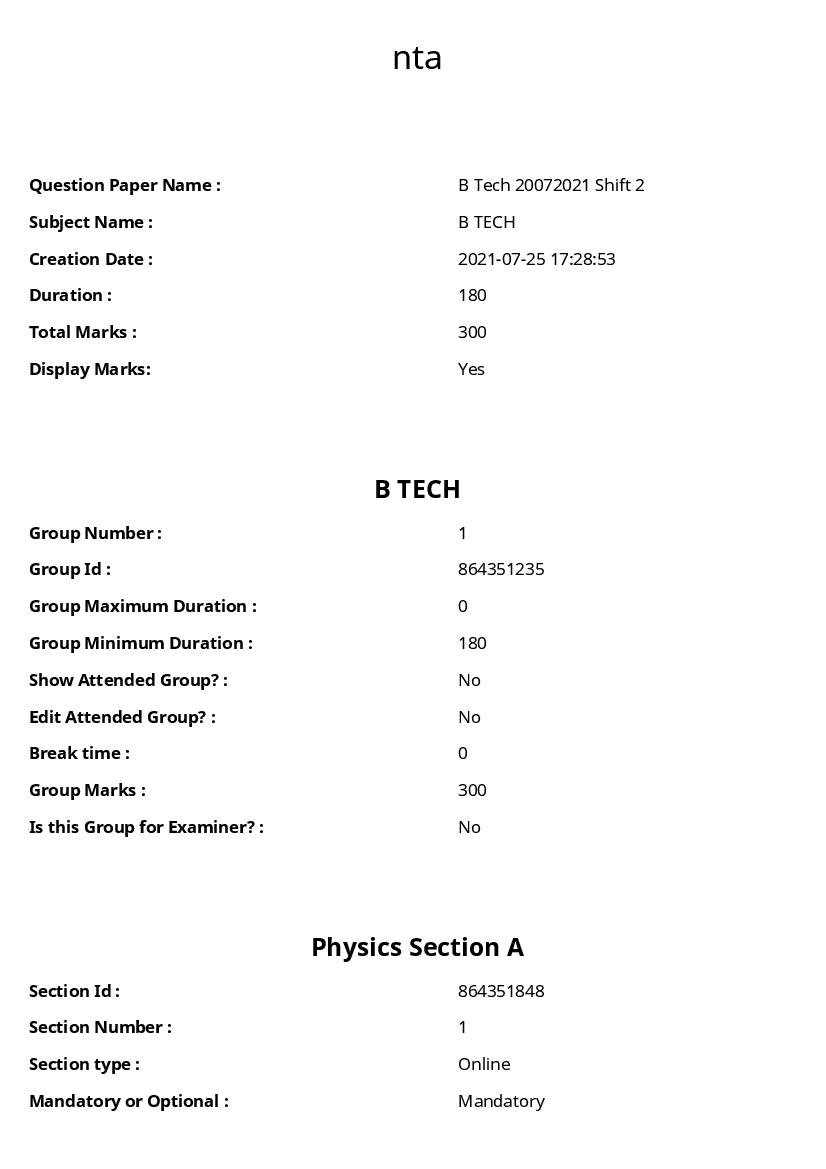 JEE main 2021 Question Paper 27 Jul Shift 2 B.Tech Urdu - Page 1 of 118