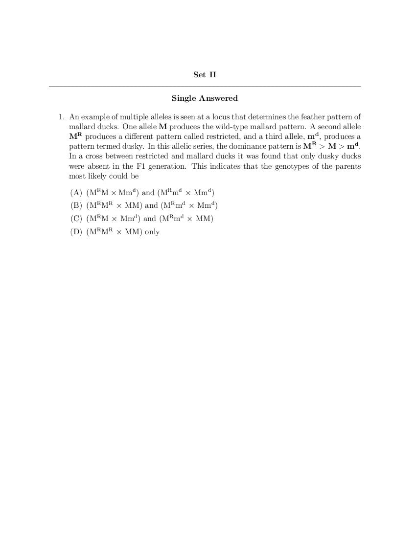 NEST Exam 2023 Question Paper Biology Shift II - Page 1