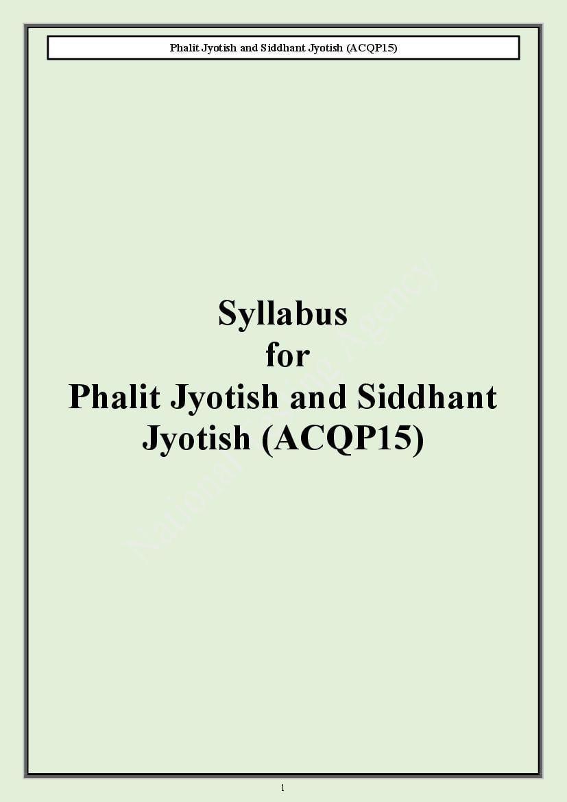 CUET PG 2024 Syllabus Phalit Jyotish and Siddhant Jyotish - Page 1