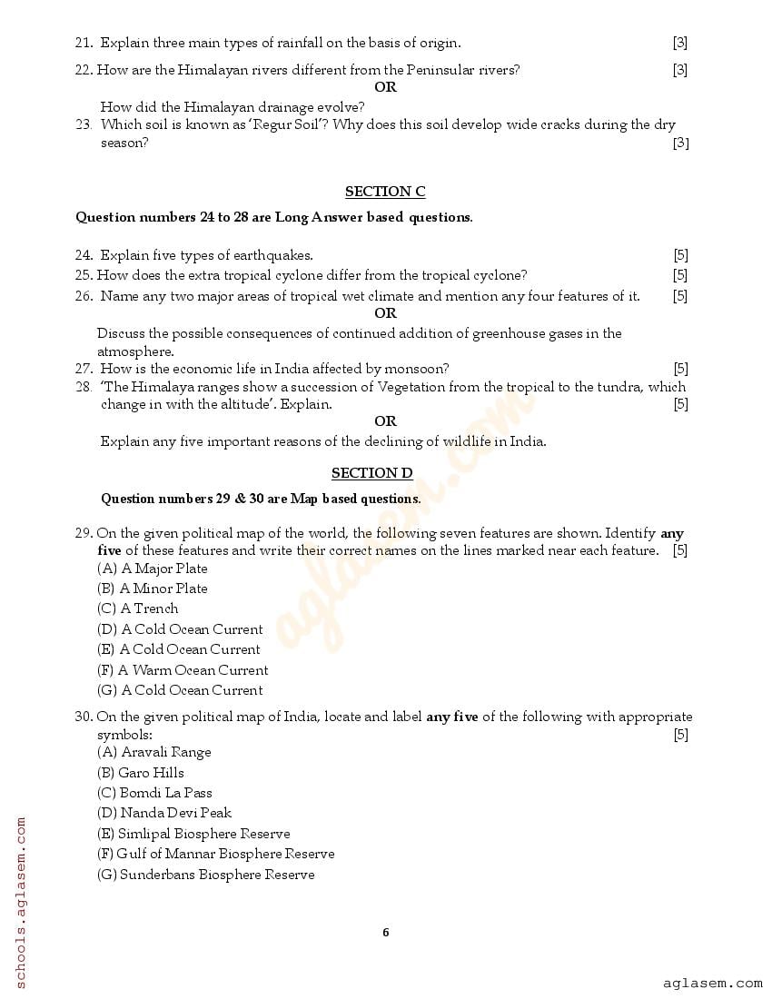 Class 11 Geography Question Paper 2023 (PDF) - 11th Annual Exam ...