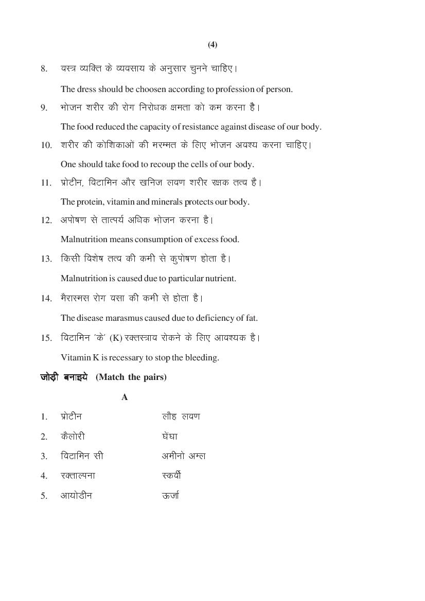 MP Board Class 11 Home Management & Nutrition Question Bank (PDF) – Important Questions