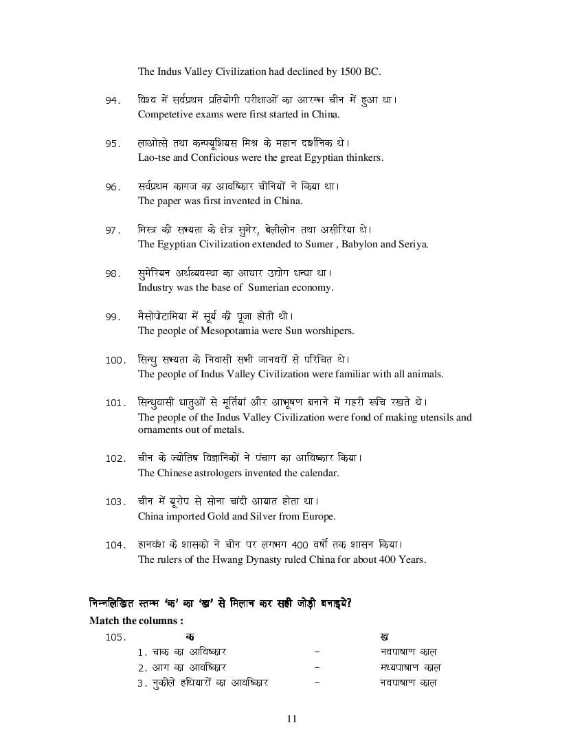 MP Board Class 11 History Question Bank (PDF) – Important Questions