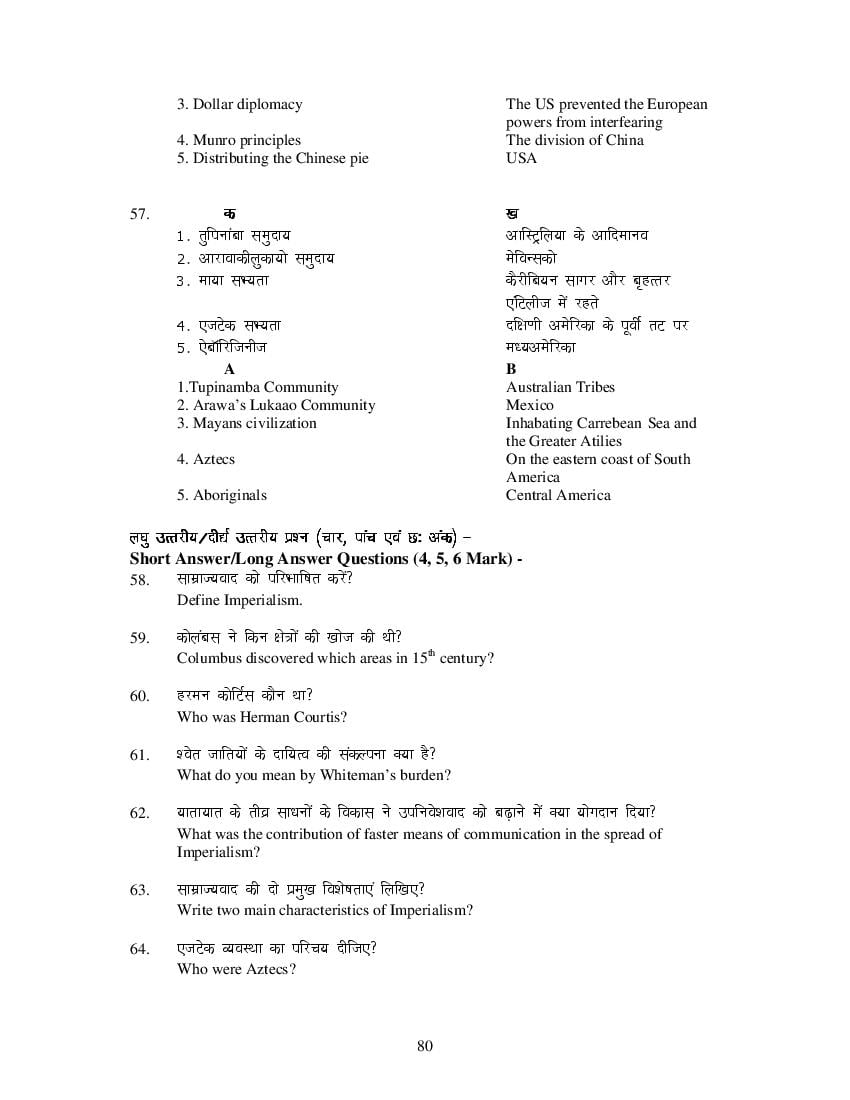 MP Board Class 11 History Question Bank (PDF) – Important Questions