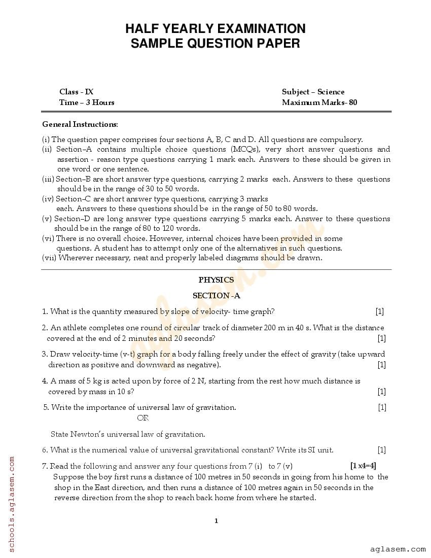 CBSE Class 9 Science Important MCQs with Answers 2023-24