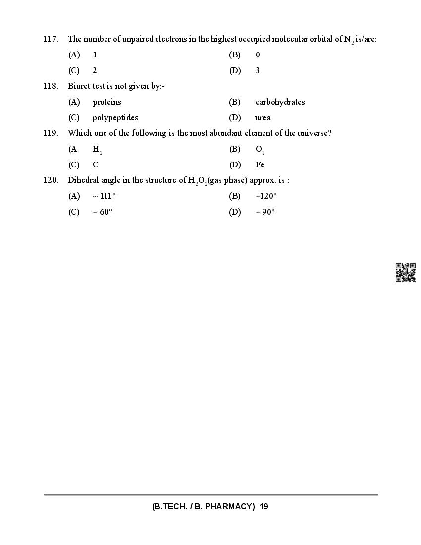 HPCET 2024 Question Paper PDF (B.Tech/B.Pharm, MBA, MCA)