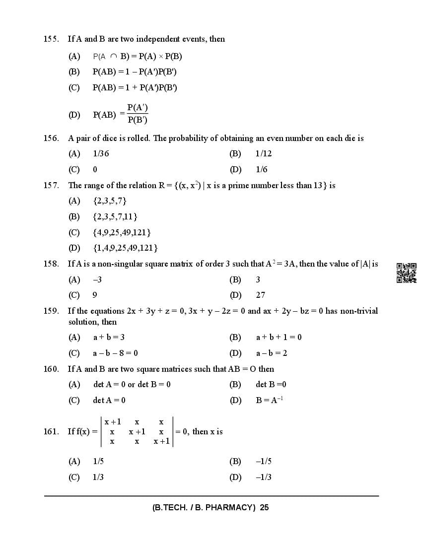 HPCET 2024 Question Paper PDF (B.Tech/B.Pharm, MBA, MCA)