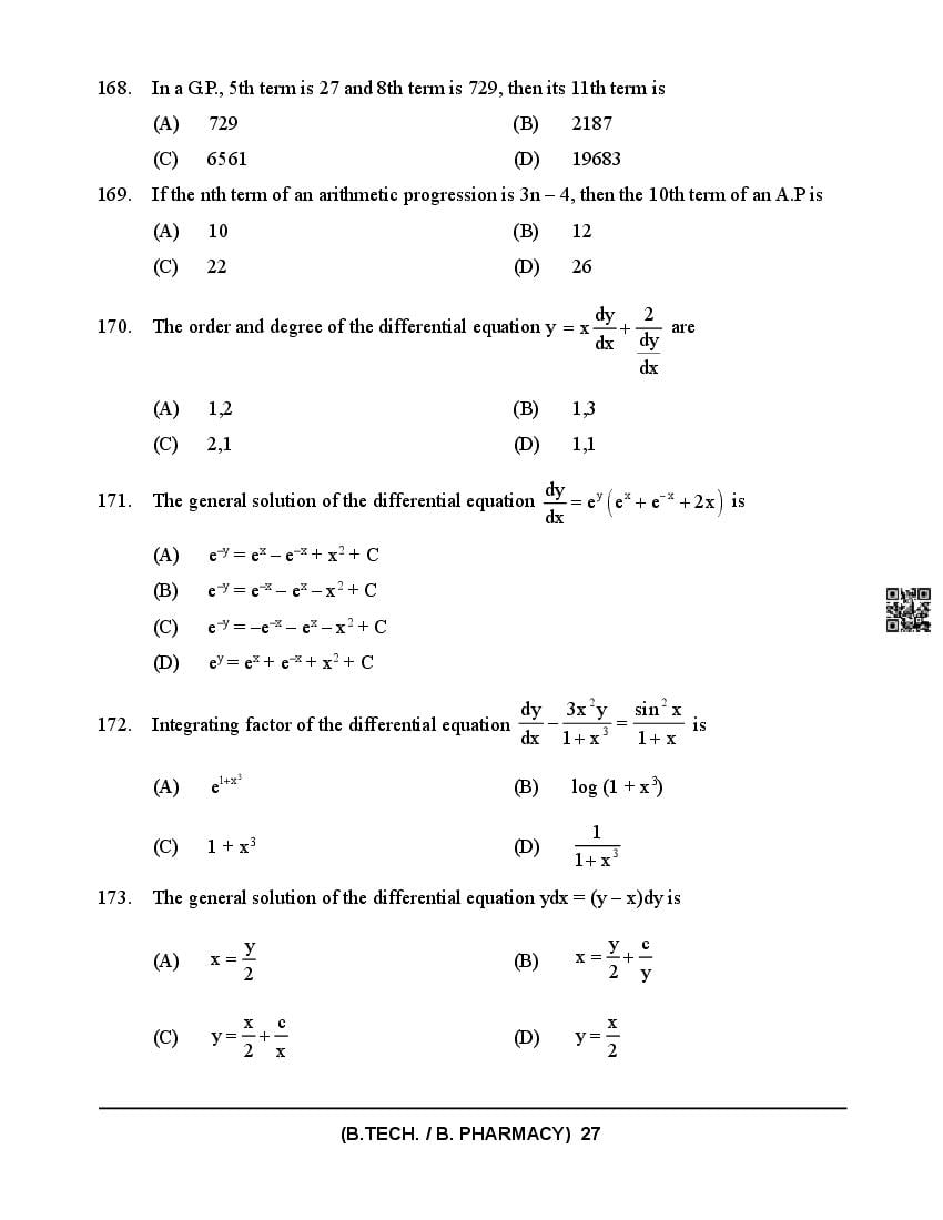HPCET 2024 Question Paper PDF (B.Tech/B.Pharm, MBA, MCA)
