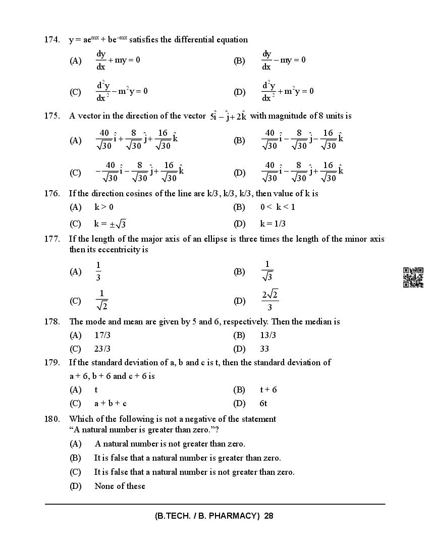 HPCET 2024 Question Paper PDF (B.Tech/B.Pharm, MBA, MCA)