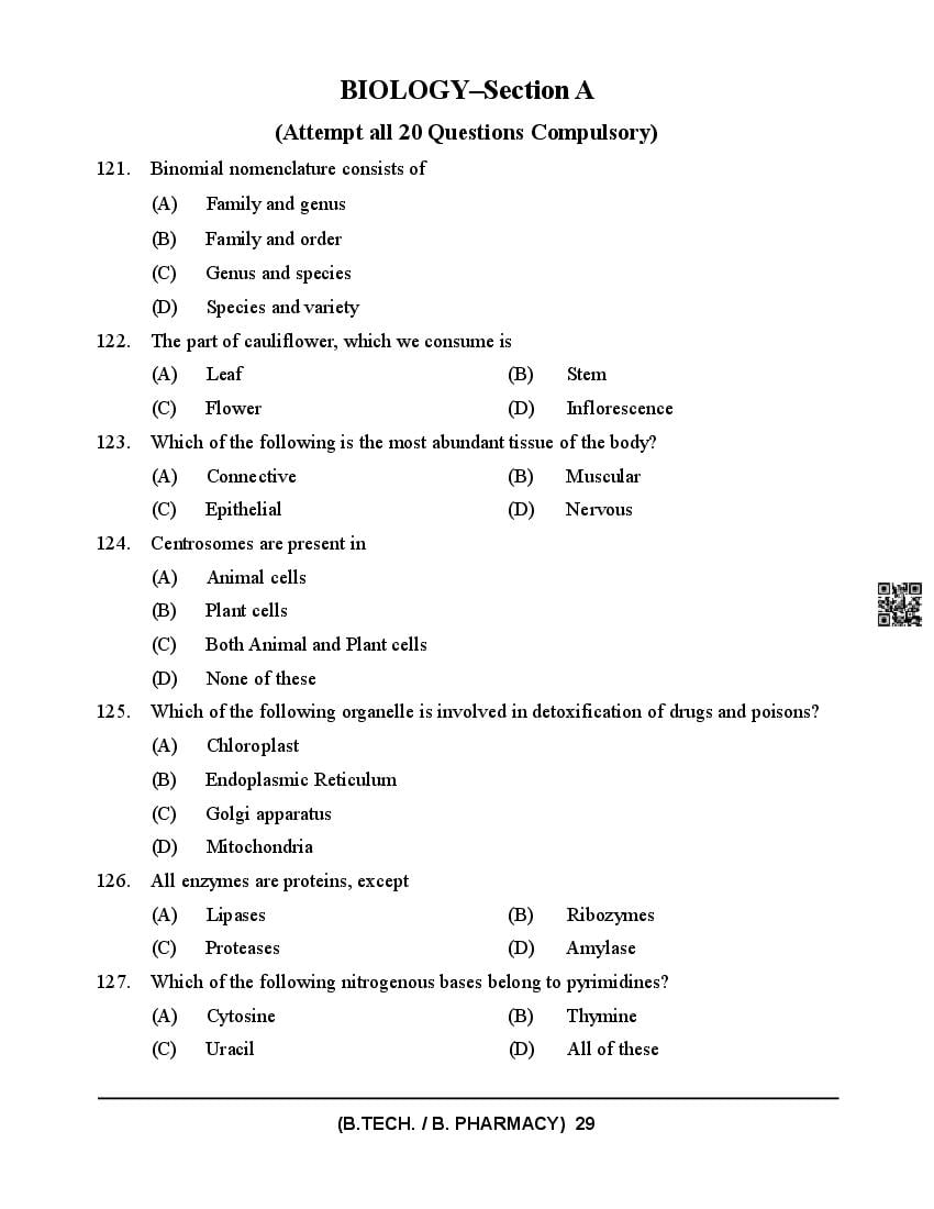 HPCET 2024 Question Paper PDF (B.Tech/B.Pharm, MBA, MCA)