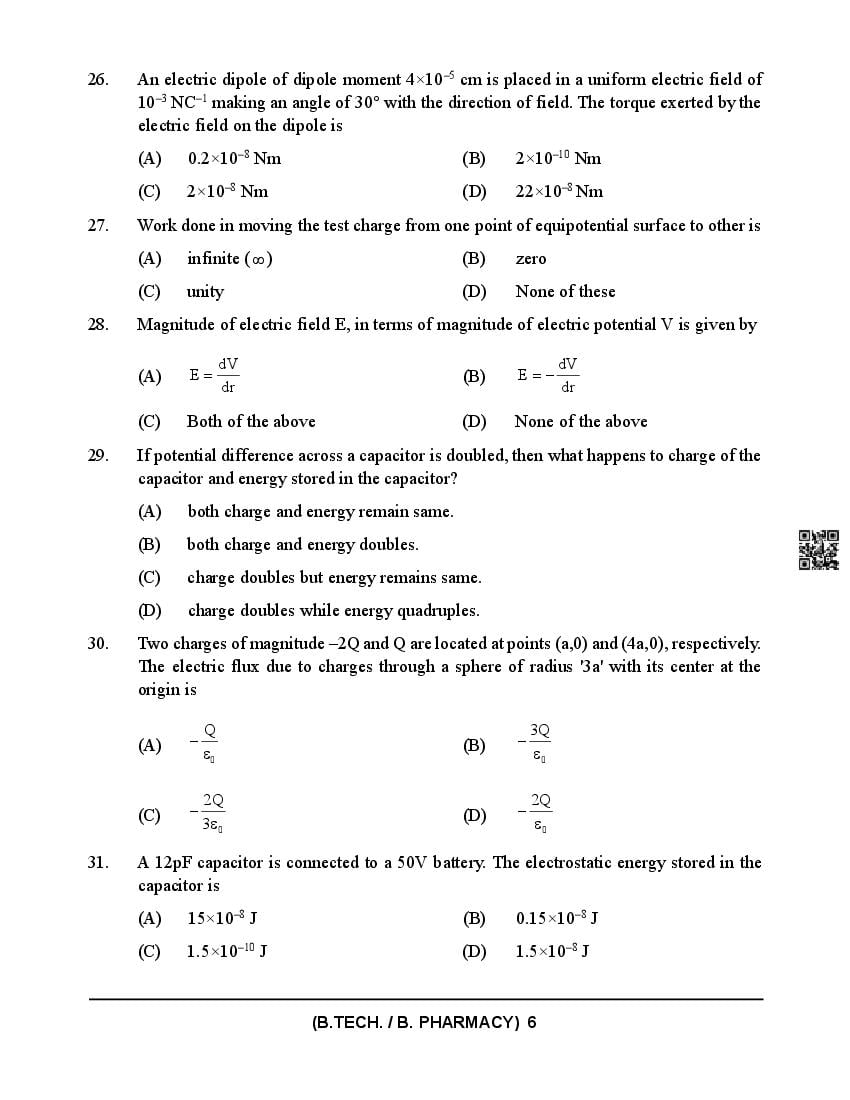 HPCET 2024 Question Paper PDF (B.Tech/B.Pharm, MBA, MCA)