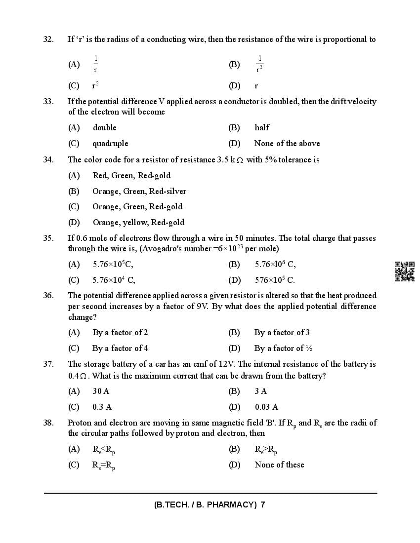 HPCET 2024 Question Paper PDF (B.Tech/B.Pharm, MBA, MCA)