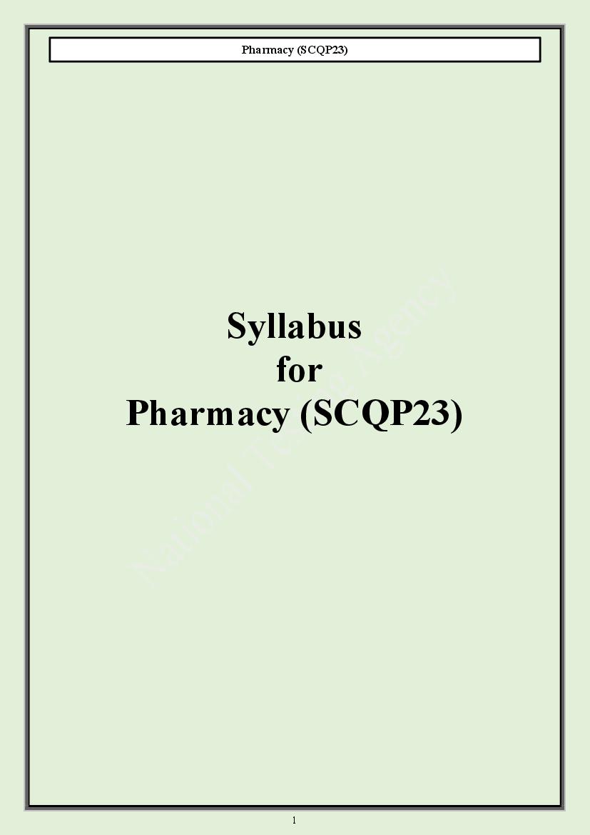 CUET PG 2024 Syllabus Pharmacy - Page 1