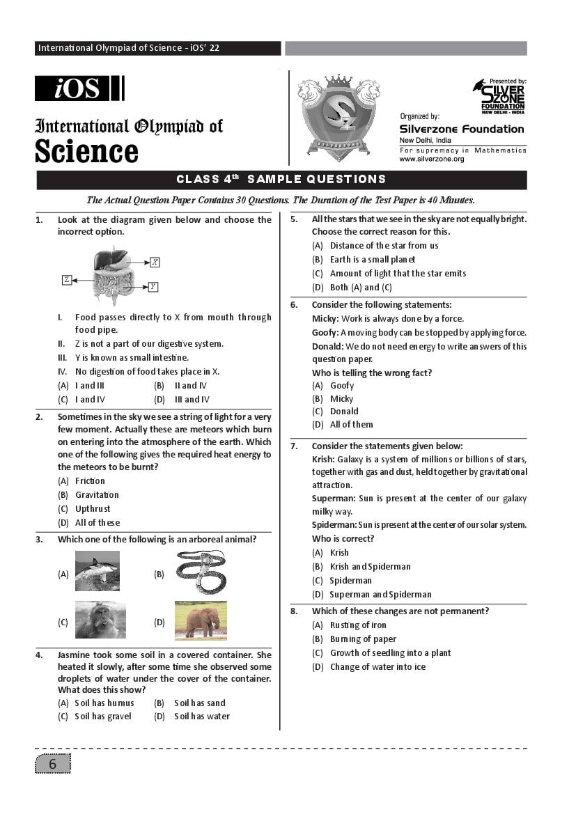 SilverZone iOS Sample Paper 2022 Class 4  - Page 1