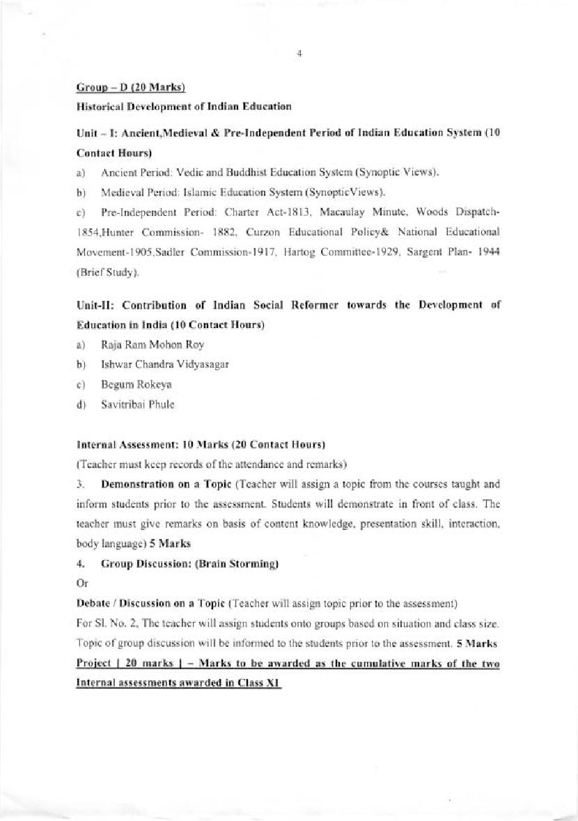 WBCHSE Class 12 Education Syllabus 2024 (PDF) - West Bengal Board Class ...