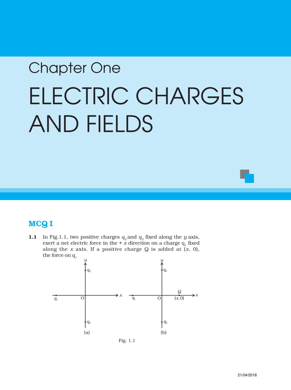 NCERT Exemplar Class 12 Physics Unit 1 Electric Charges And Fields - Page 1