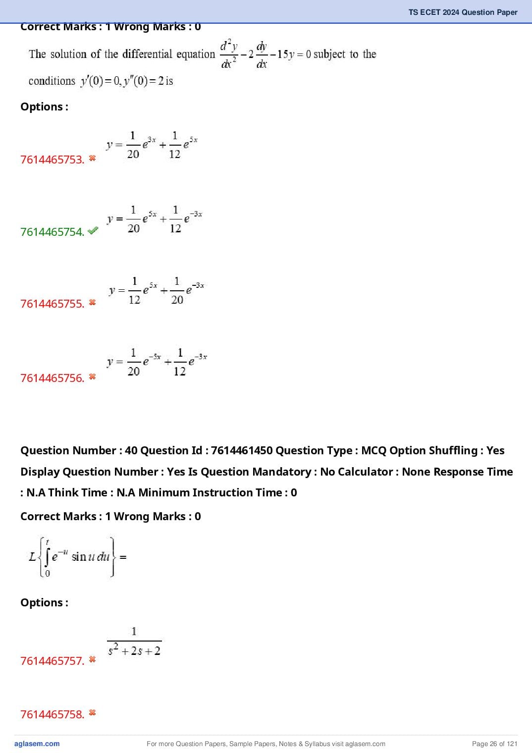 TS ECET 2024 Question Paper PDF with Answer Key (5 Papers)