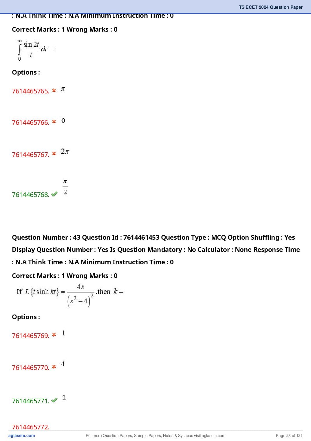 TS ECET 2024 Question Paper PDF with Answer Key (5 Papers)