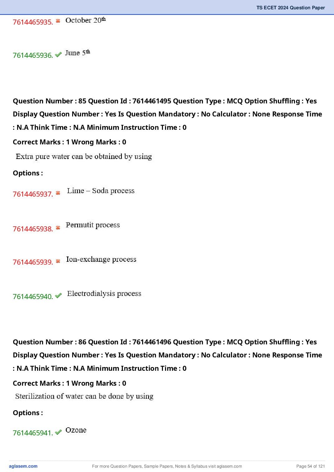 TS ECET 2024 Question Paper PDF with Answer Key (5 Papers)