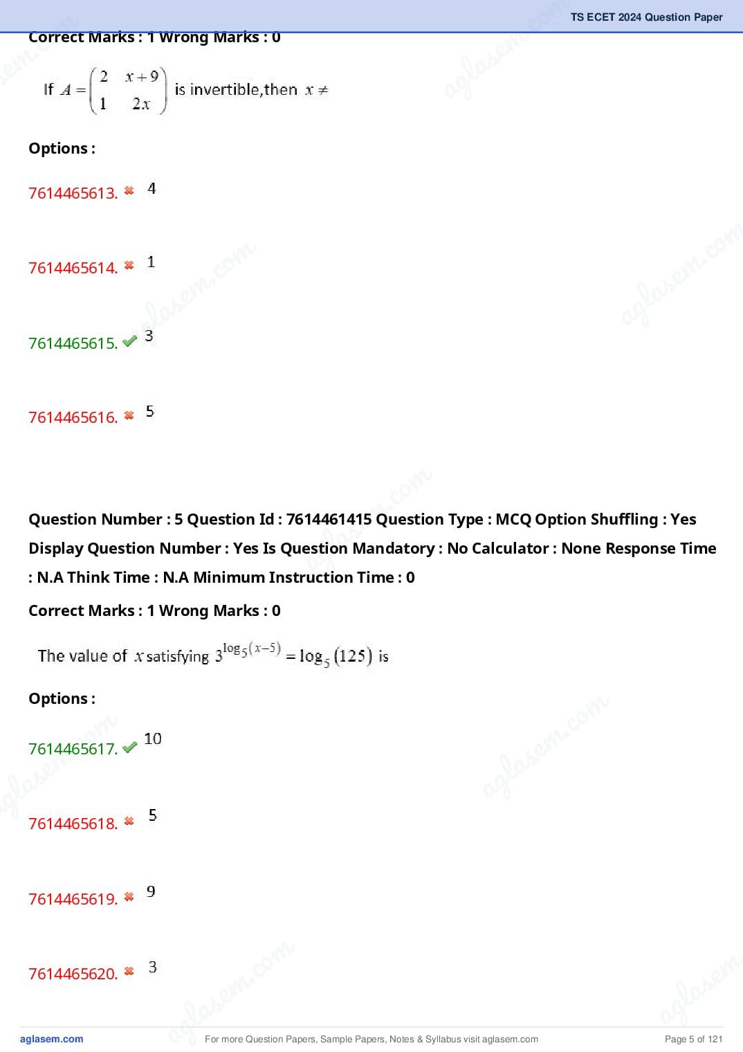 TS ECET 2024 Question Paper PDF with Answer Key (5 Papers)