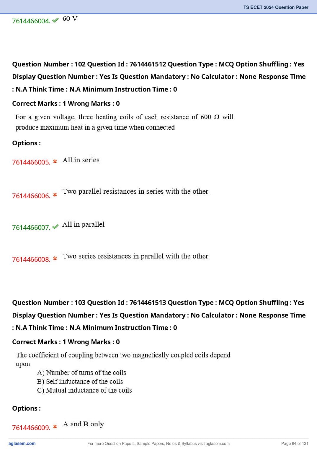 TS ECET 2024 Question Paper PDF with Answer Key (5 Papers)