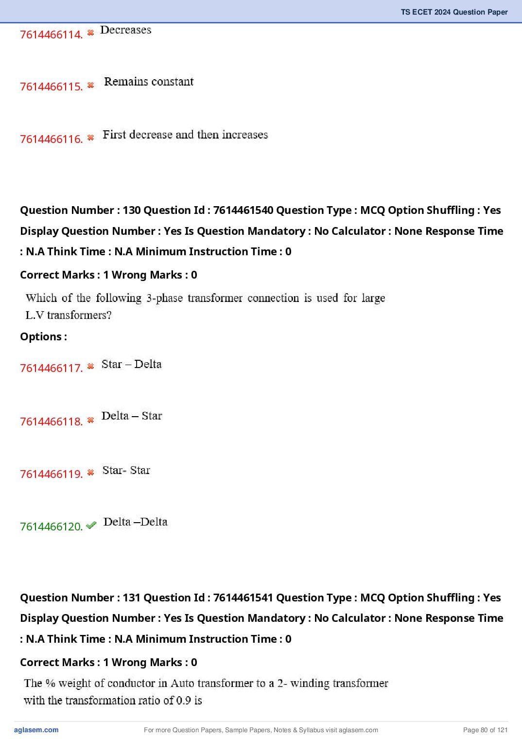 TS ECET 2024 Question Paper PDF with Answer Key (5 Papers)