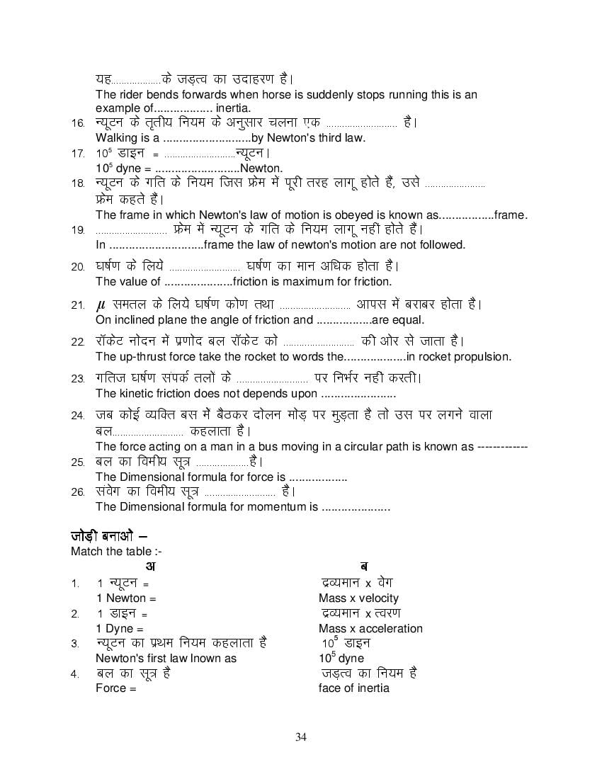 MP Board Class 11 Physics Question Bank (PDF) – Important Questions