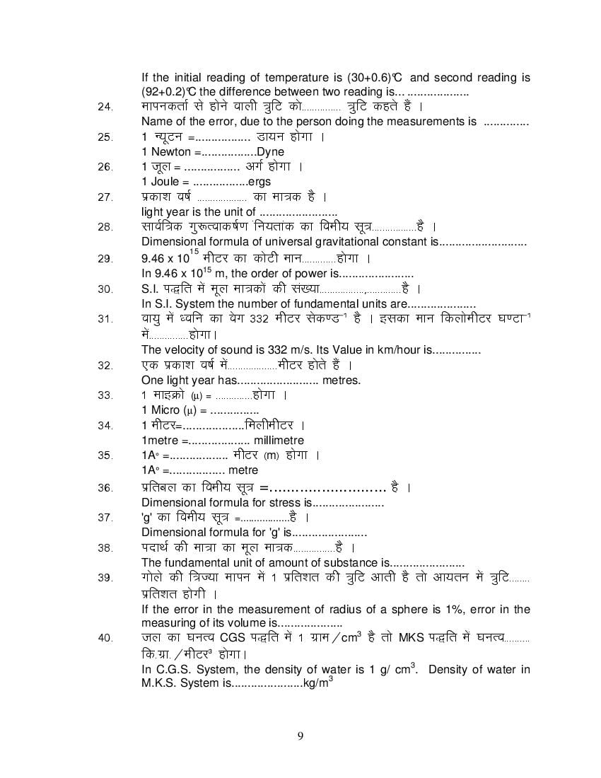 MP Board Class 11 Physics Question Bank (PDF) – Important Questions