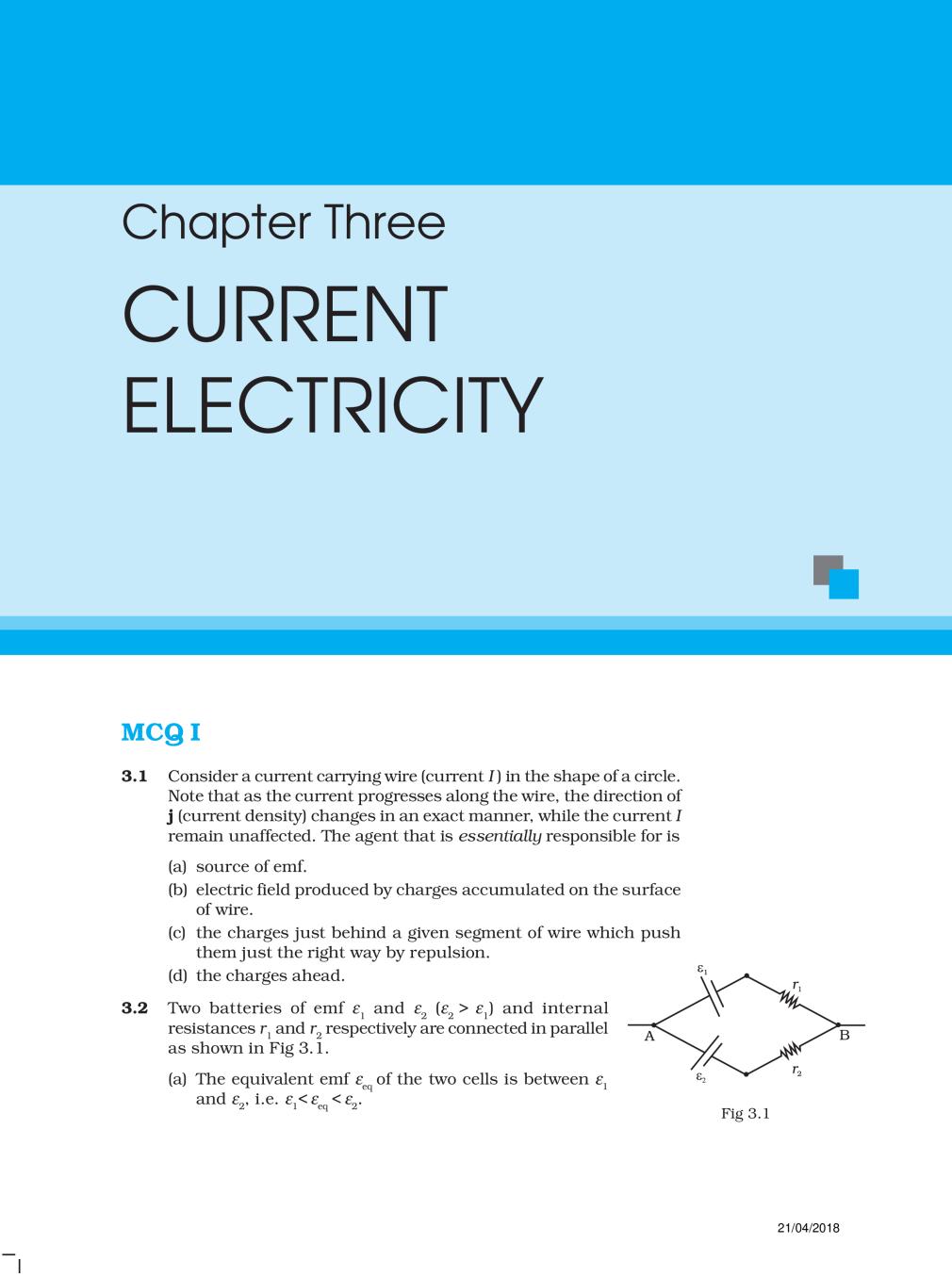 NCERT Exemplar Class 12 Physics Unit 3 Current Electricity - Page 1