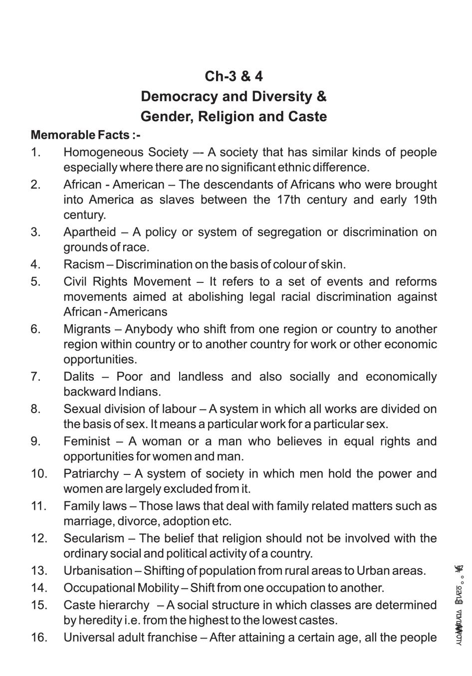 Class 10 Social Science Notes For Democracy And Diversity And Gender Religion And Caste Pdf