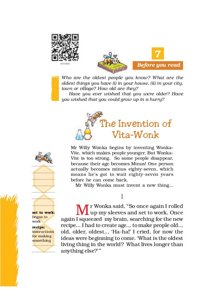 NCERT Book Class 7 English (Honeycomb) Chapter 7 The Invention of Vita-Wonk; Dad and the Cat and the Tree - Page 1