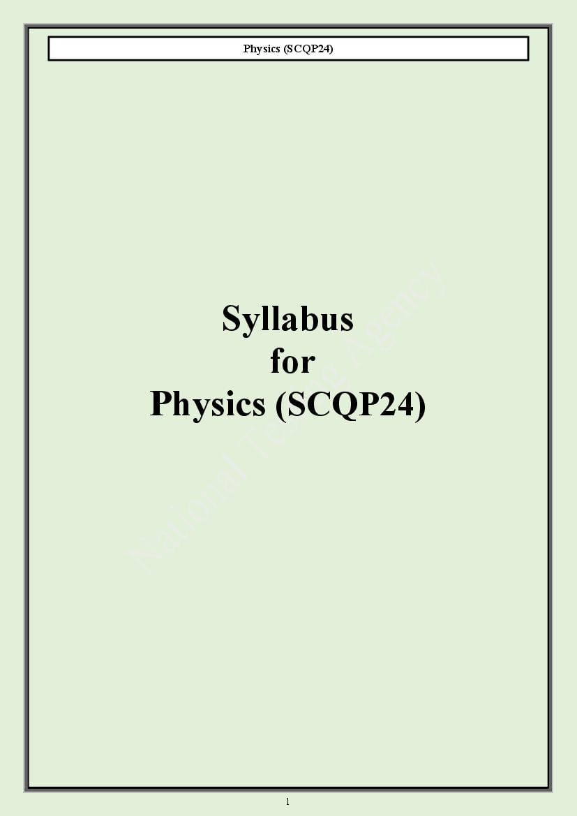 CUET PG 2024 Syllabus Physics - Page 1