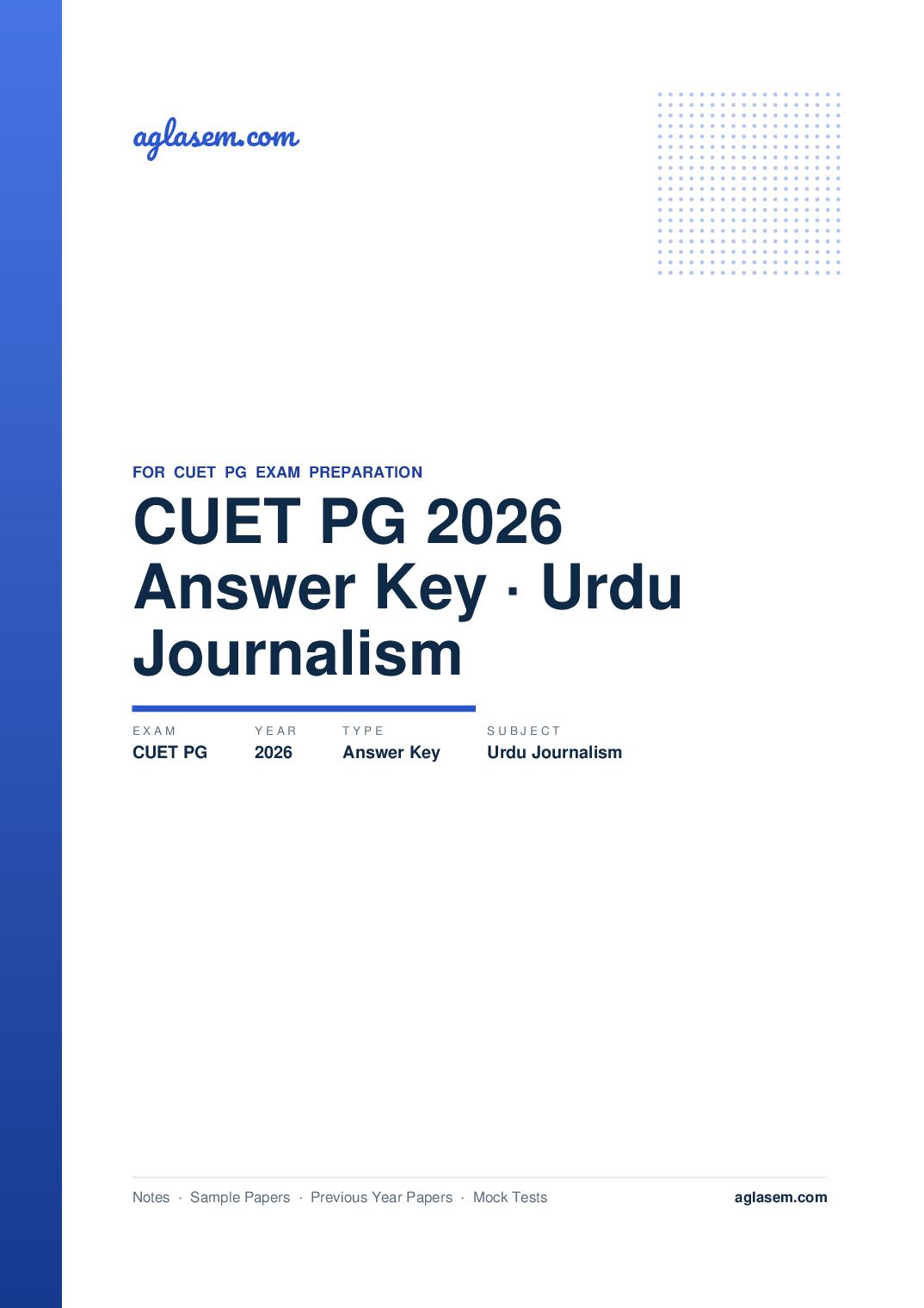 CUET PG 2026 Answer Key Urdu Journalism - Page 1 of 2