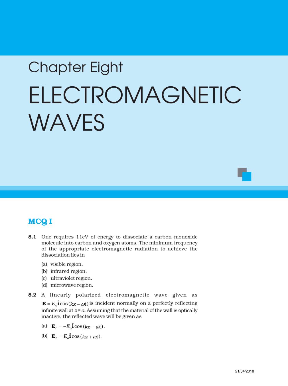 NCERT Exemplar Class 12 Physics Unit 8 Electromagnetic Waves - Page 1