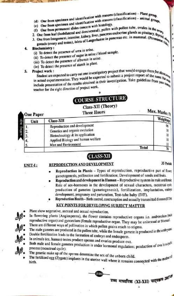 Bihar Board Class 12 Biology Syllabus 2024 (PDF) - Download BSEB 12th ...