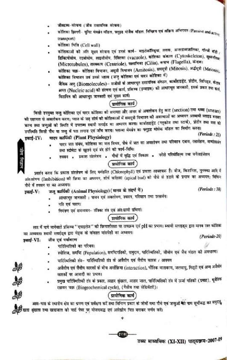 Bihar Board Class 11, 12 Biology Syllabus 2025 (PDF) Download BSEB